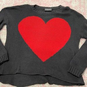 Wooden Ships charcoal grey w/red heart sweater. S/M